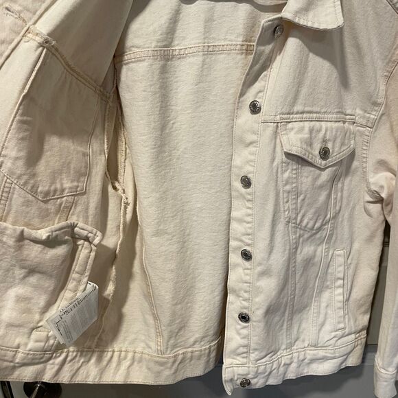 Mango 100% cotton cream oversized denim jacket, size S - Picture 9 of 13